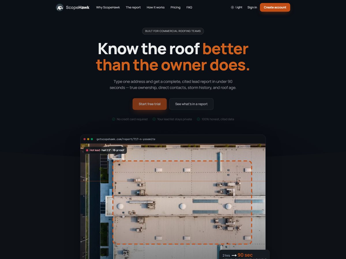 ScopeHawk landing page