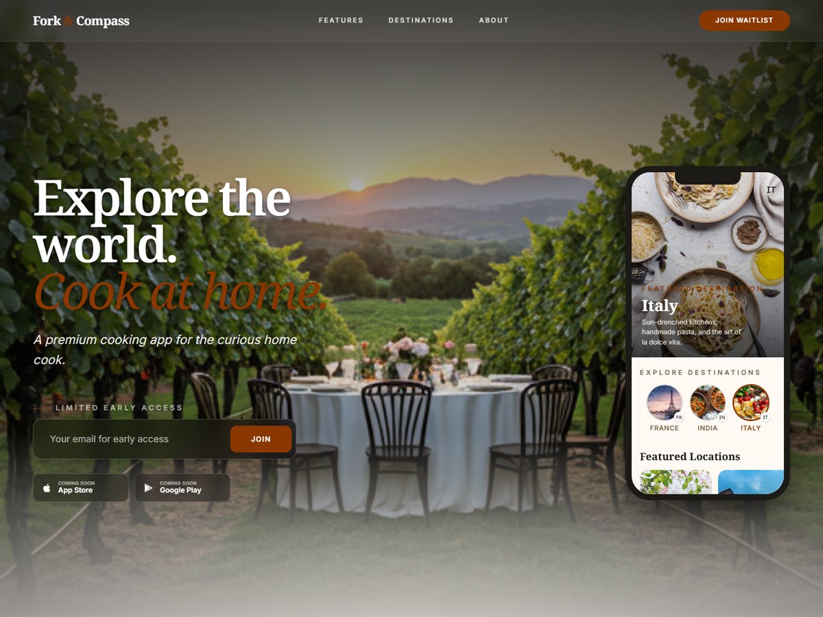 Fork & Compass landing page