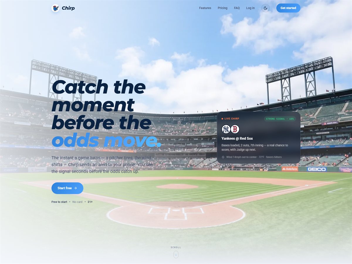 ChirpAlerts landing page